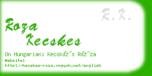 roza kecskes business card